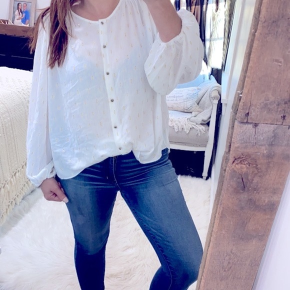 Zara top size large white with gold flecks - Picture 2 of 8